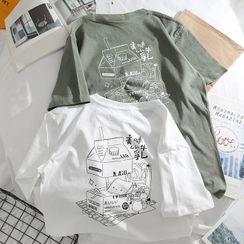 OSIGRANDI - Cartoon Milk Print Short-Sleeve T-Shirt